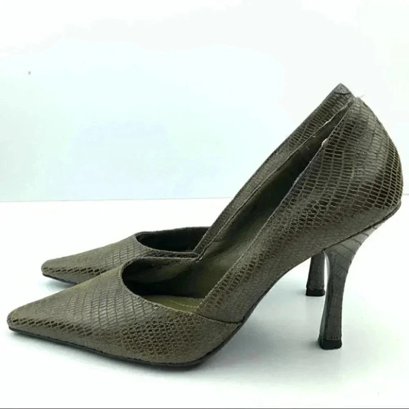 Bcbgeneration heels sz 6.5 36.5 Katchens green leather python print stilettos - Picture 4 of 12
